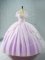 Simple Sleeveless Floor Length Beading Lace Up Quinceanera Gowns with Lavender