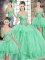 Flare Floor Length Apple Green Quinceanera Dress Tulle Sleeveless Beading and Ruffles