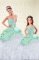 Apple Green Sleeveless Organza and Taffeta Lace Up Vestidos de Quinceanera for Military Ball and Sweet 16 and Quinceanera