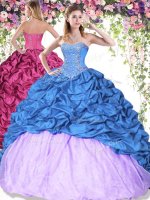 Multi-color Ball Gowns Taffeta Sweetheart Sleeveless Pick Ups Floor Length Lace Up Quinceanera Dress