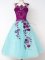 Aqua Blue Sleeveless Tulle Lace Up Damas Dress for Prom and Party and Wedding Party