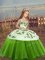 Dazzling Green Sleeveless Floor Length Embroidery Lace Up Girls Pageant Dresses
