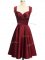 Wine Red Lace Up Straps Ruching Dama Dress Taffeta Sleeveless