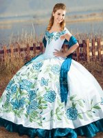 Flirting Floor Length Ball Gowns Sleeveless Blue And White Vestidos de Quinceanera Lace Up(SKU XBQD159-11BIZ)