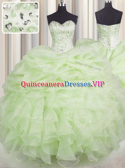 Noble Organza Sleeveless Floor Length Quinceanera Dress and Beading and Ruffles - Click Image to Close