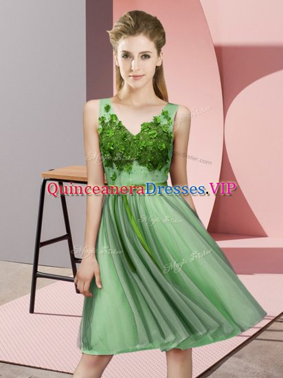 Apple Green Sleeveless Tulle Lace Up Dama Dress for Quinceanera for Wedding Party - Click Image to Close