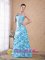 Oviedo FL Spring Organza Beading Aqua Blue Column Quinceanera Dama Dress with Pick-ups