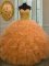 Noble Orange Sweetheart Lace Up Beading and Ruffles Sweet 16 Quinceanera Dress Sleeveless