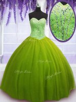 New Arrival Sweetheart Sleeveless Tulle Quinceanera Dresses Beading Lace Up