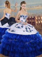 Ball Gowns Sweet 16 Dresses Royal Blue Sweetheart Organza Sleeveless Floor Length Lace Up(SKU SJQDDT2150002BIZ)
