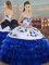 Ball Gowns Sweet 16 Dresses Royal Blue Sweetheart Organza Sleeveless Floor Length Lace Up