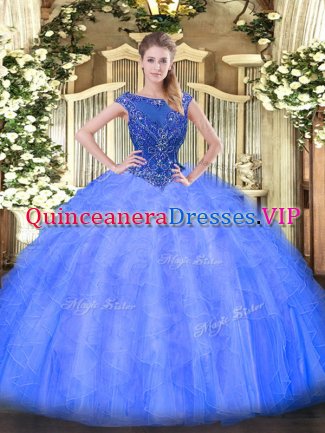 Luxury Sleeveless Zipper Floor Length Beading and Ruffles Ball Gown Prom Dress