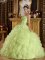 McCall Idaho/ID Yellow Green Organza Ruffle Layers Quinceanera Dress With Applique decorate Strapless Bodice