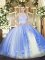 Stylish Tulle Sleeveless Floor Length 15 Quinceanera Dress and Lace and Ruffles