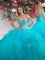 Floor Length Teal Quinceanera Gown Off The Shoulder Sleeveless Lace Up