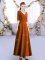 Fashionable Ankle Length Rust Red Quinceanera Court of Honor Dress Satin Half Sleeves Ruching