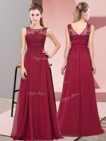 Sleeveless Floor Length Beading and Appliques Zipper Dama Dress for Quinceanera with Burgundy(SKU BMT0374-3BIZ)