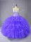 Shining Organza Sleeveless Floor Length Sweet 16 Dress and Ruffles