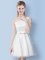 Hot Selling One Shoulder White Tulle Lace Up Damas Dress Sleeveless Knee Length Bowknot