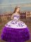 Eggplant Purple Organza Lace Up Straps Sleeveless Floor Length Little Girl Pageant Gowns Embroidery and Ruffled Layers