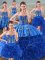 Extravagant Royal Blue Lace Up Quinceanera Dresses Embroidery Sleeveless Floor Length
