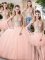 Simple Scoop Sleeveless Lace Up Floor Length Beading Sweet 16 Dress