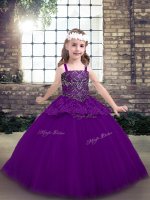 Straps Sleeveless Lace Up Little Girls Pageant Dress Purple Tulle(SKU PAG1248-2BIZ)