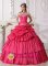 Seminole FL Beading and Ruch Hot Pink Sweetheart Detachable Quinceanera Gowns Party Style