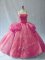 Pink Sleeveless Appliques Floor Length Sweet 16 Dress