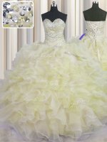 Low Price Sweetheart Sleeveless Organza Quinceanera Gown Beading and Ruffles Lace Up(SKU PSSW0449-14BIZ)