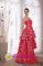 Forde NorwayLayers Coral Red A-line/Princess Strapless Floor-length Satin Ruffles Quinceanera Dama Dress with Hand Flower Decorate