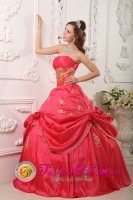 Princess Red Lyndhurst New Jersey/ NJ New Arrival Strapless Pick-ups Beading and Appliques Decorate For Quinceanera Dress