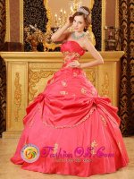 Stylish Strapless Watermelon Red Beading and Appliques Quinceanera Dress Party Style In Lincoln Nebraska/NE