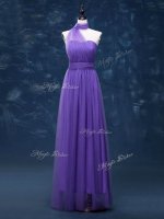 Lovely Tulle Sleeveless Floor Length Damas Dress and Ruching