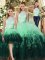 Floor Length Multi-color 15 Quinceanera Dress High-neck Sleeveless Backless