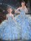 Floor Length Light Blue 15 Quinceanera Dress Sweetheart Sleeveless Lace Up