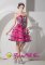 Kapaa Hawaii/HI Stylish Hot Pink A-line Strapless Mini-length Organza ZebraQuinceanera Dama Dress
