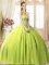Cheap Yellow Green Ball Gowns Tulle Sweetheart Sleeveless Beading Floor Length Lace Up Quinceanera Gowns