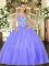 Flare Floor Length Lace Up Quinceanera Gown Lavender for Sweet 16 and Quinceanera with Beading