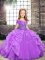 Straps Sleeveless Organza Pageant Dress for Girls Beading and Ruffles Lace Up