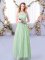 Apple Green Scoop Neckline Lace and Belt Dama Dress for Quinceanera Sleeveless Side Zipper