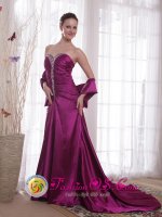 Ostfold Norway Purple Sweetheart Beading A-Line / Princess Court Train Taffeta Quinceanera Dama Dress For Evening