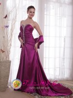 Ostfold Norway Purple Sweetheart Beading A-Line / Princess Court Train Taffeta Quinceanera Dama Dress For Evening(SKU PDATS131BIZ)