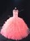 Fantastic Floor Length Watermelon Red Quinceanera Dress Organza Sleeveless Beading and Ruffles