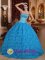 Corpus Christi TX Gorgeous Blue Sweet Christmas Party Dress Fabric With Rolling Flowers Ball Gown Strapless Beading Ball Gown