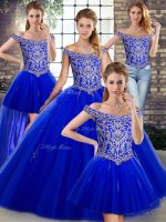 New Style Royal Blue Tulle Lace Up Sweet 16 Dress Sleeveless Floor Length Beading(SKU SJQDDT2104008BIZ)