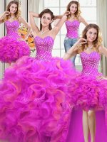 Dazzling Four Piece Multi-color Sweetheart Neckline Beading and Ruffles Quinceanera Gowns Sleeveless Lace Up(SKU PSSW0485MTDTA2-2BIZ)