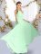 Fashion Apple Green Chiffon Lace Up One Shoulder Sleeveless Floor Length Quinceanera Court of Honor Dress Ruching