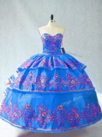 Blue Sweetheart Neckline Embroidery Quince Ball Gowns Sleeveless Lace Up(SKU PSSW0974-5BIZ)