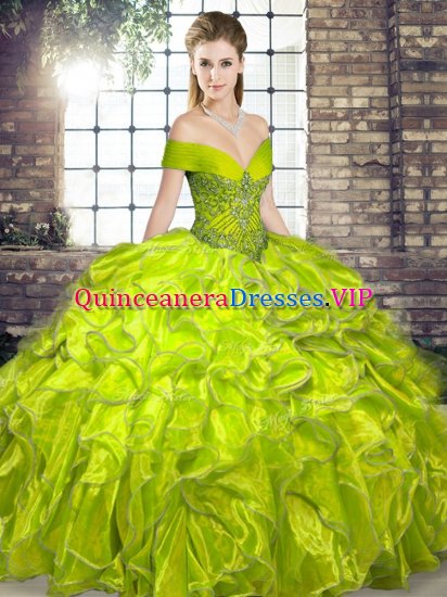 New Style Sleeveless Beading and Ruffles Lace Up 15 Quinceanera Dress - Click Image to Close